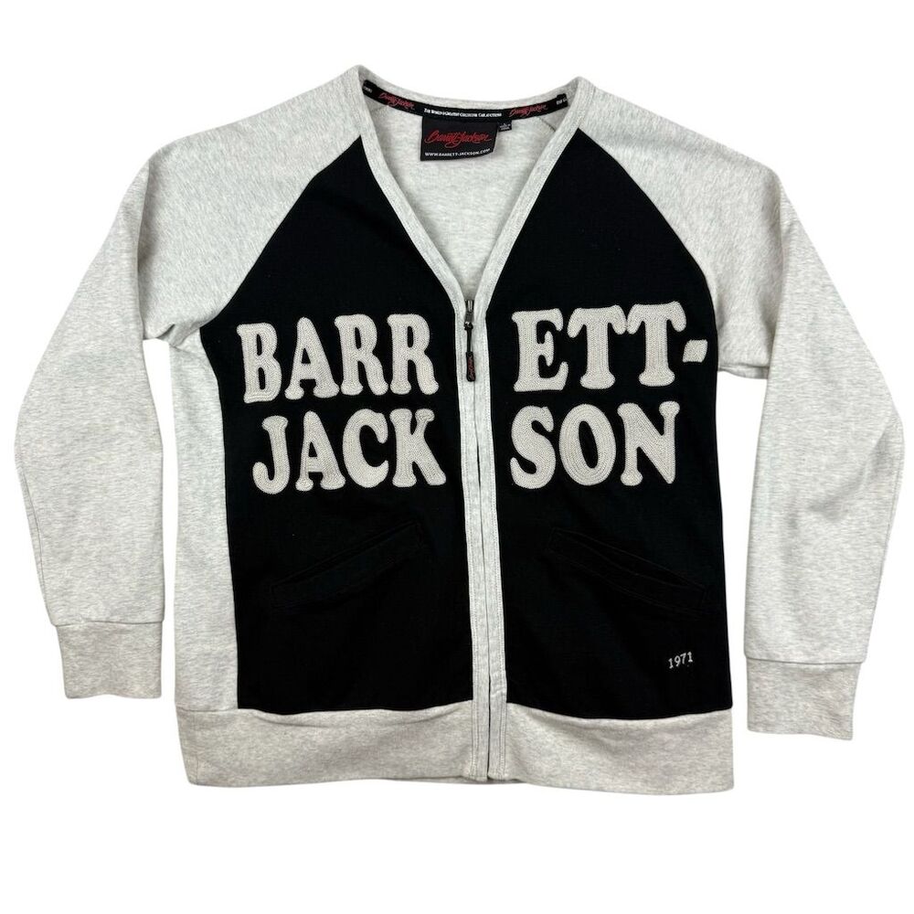 Barrett Jackson Women's Gray Full Zip Cardigan Sweater Size L Jacket Car Merch